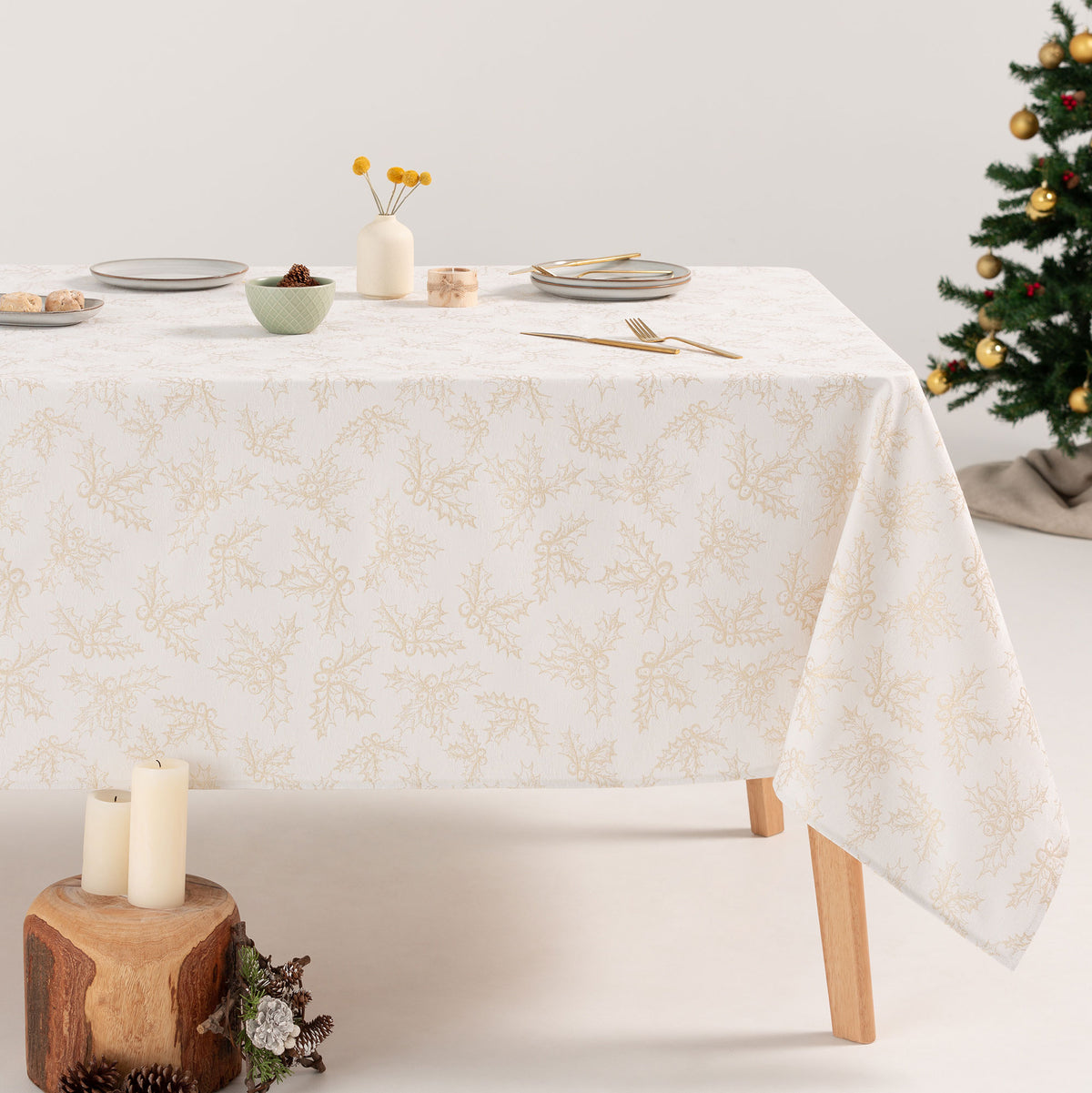 MANTEL NAVIDAD TEJIDO FLORAL