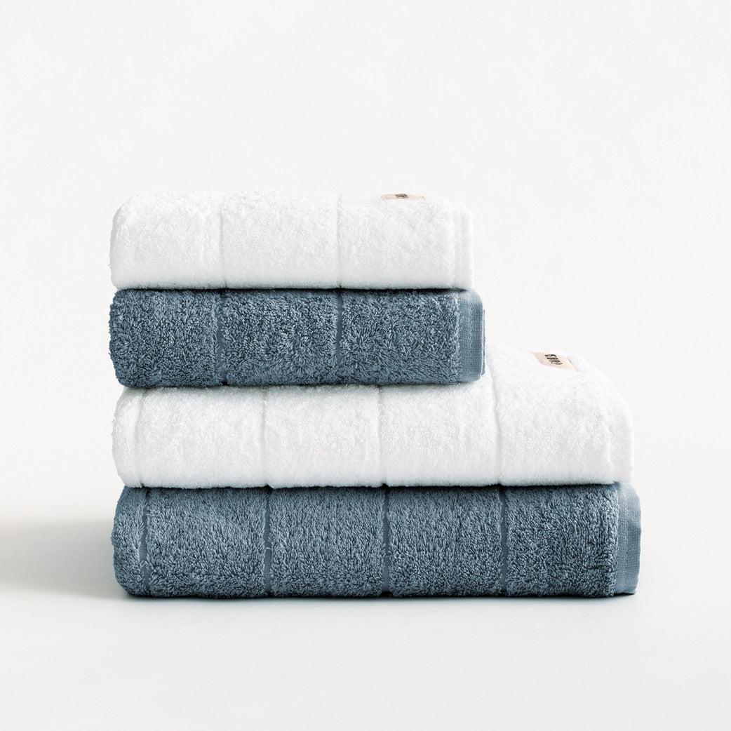 SET 4 TOALLAS BICOLOR BAÑO ALGODÓN (600 GXM²)