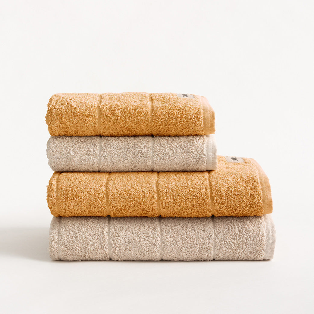 SET 4 TOALLAS BICOLOR BAÑO ALGODÓN (600 GXM²)
