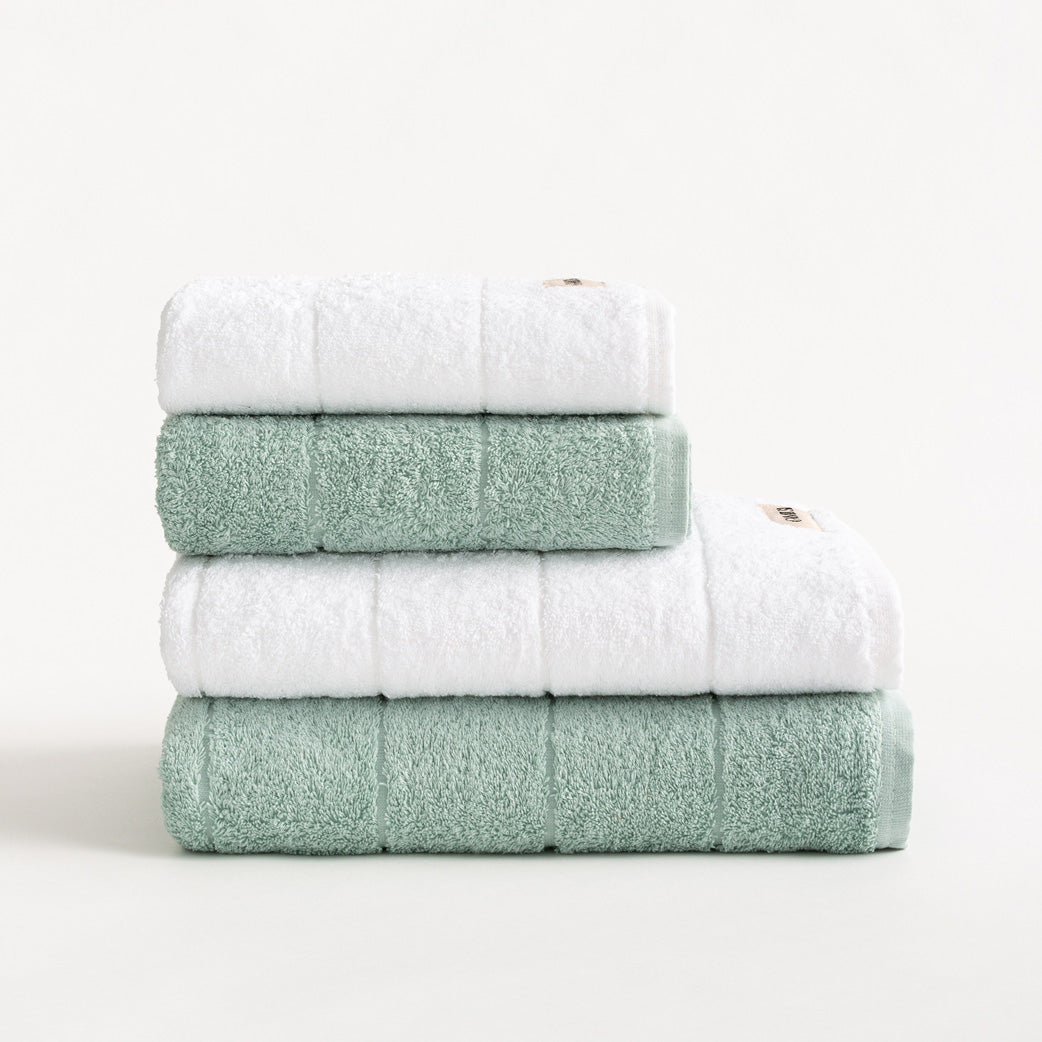 SET 4 TOALLAS BICOLOR BAÑO ALGODÓN (600 GXM²)