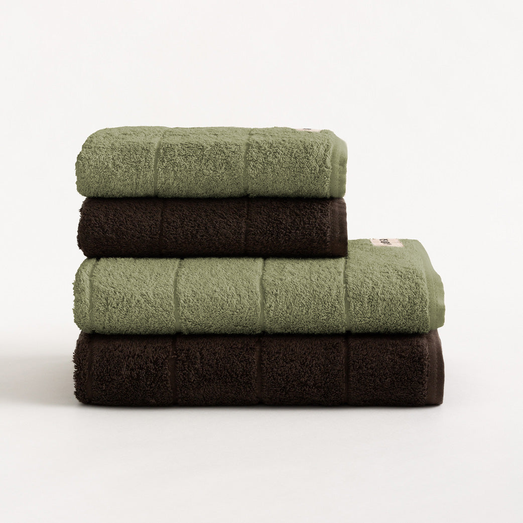 SET 4 TOALLAS BICOLOR BAÑO ALGODÓN (600 GXM²)