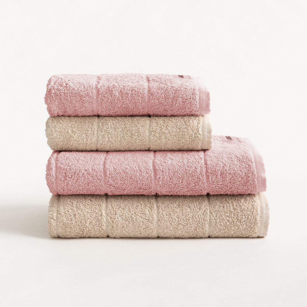 SET 4 TOALLAS BICOLOR BAÑO ALGODÓN (600 GXM²)