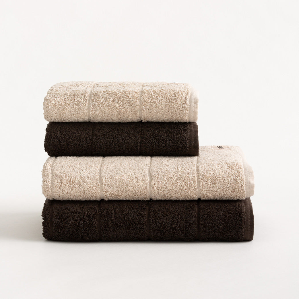 SET 4 TOALLAS BICOLOR BAÑO ALGODÓN (600 GXM²)