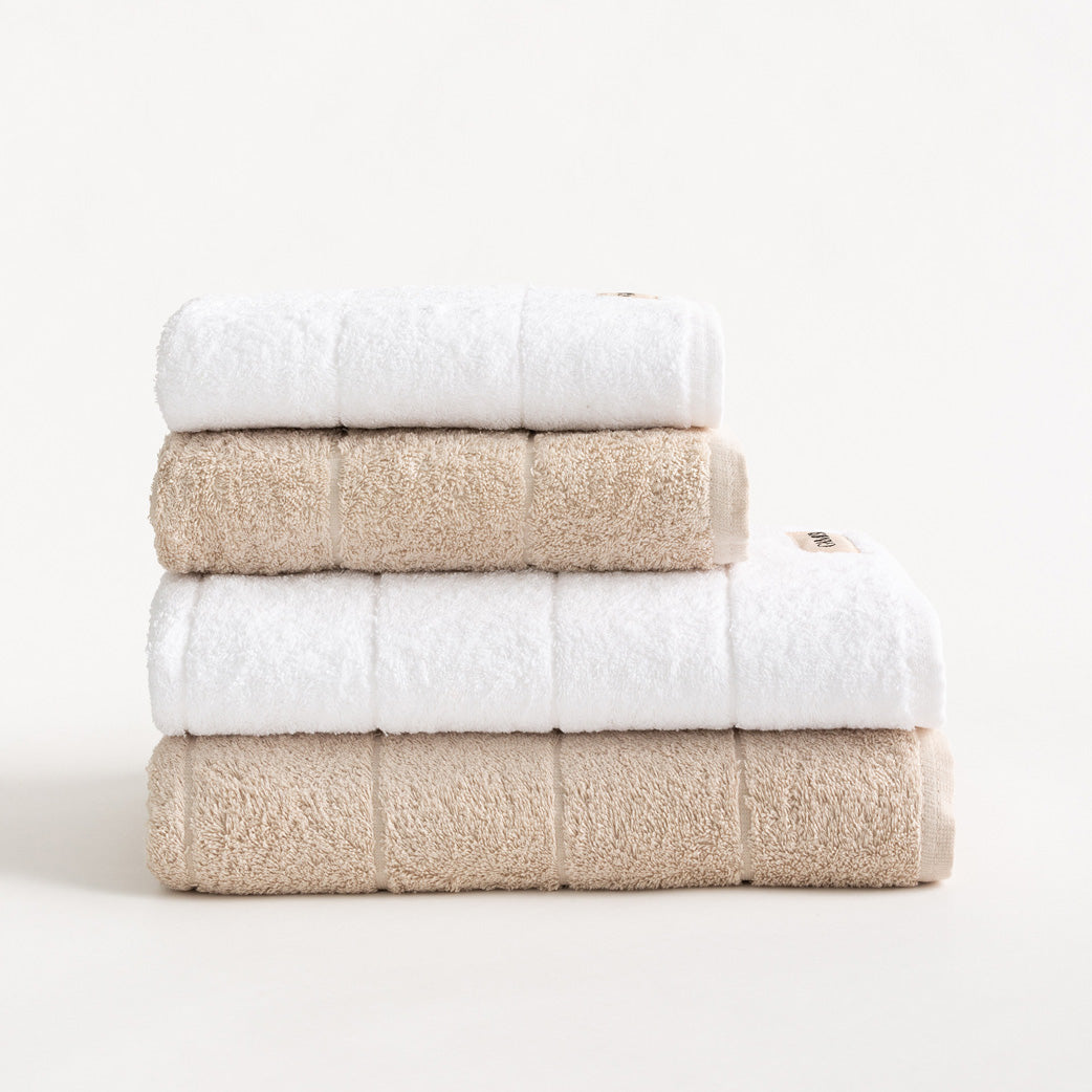 SET 4 TOALLAS BICOLOR BAÑO ALGODÓN (600 GXM²)