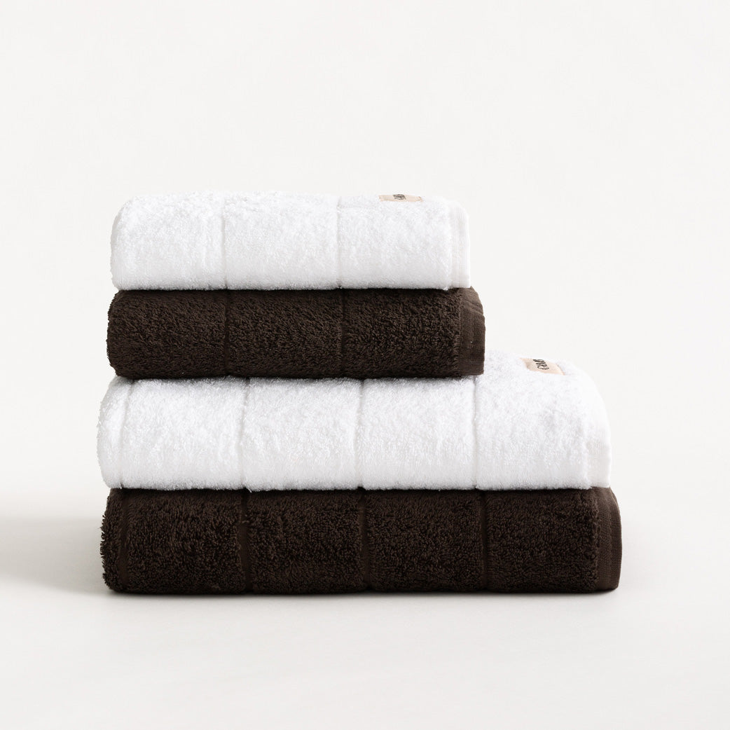 SET 4 TOALLAS BICOLOR BAÑO ALGODÓN (600 GXM²)