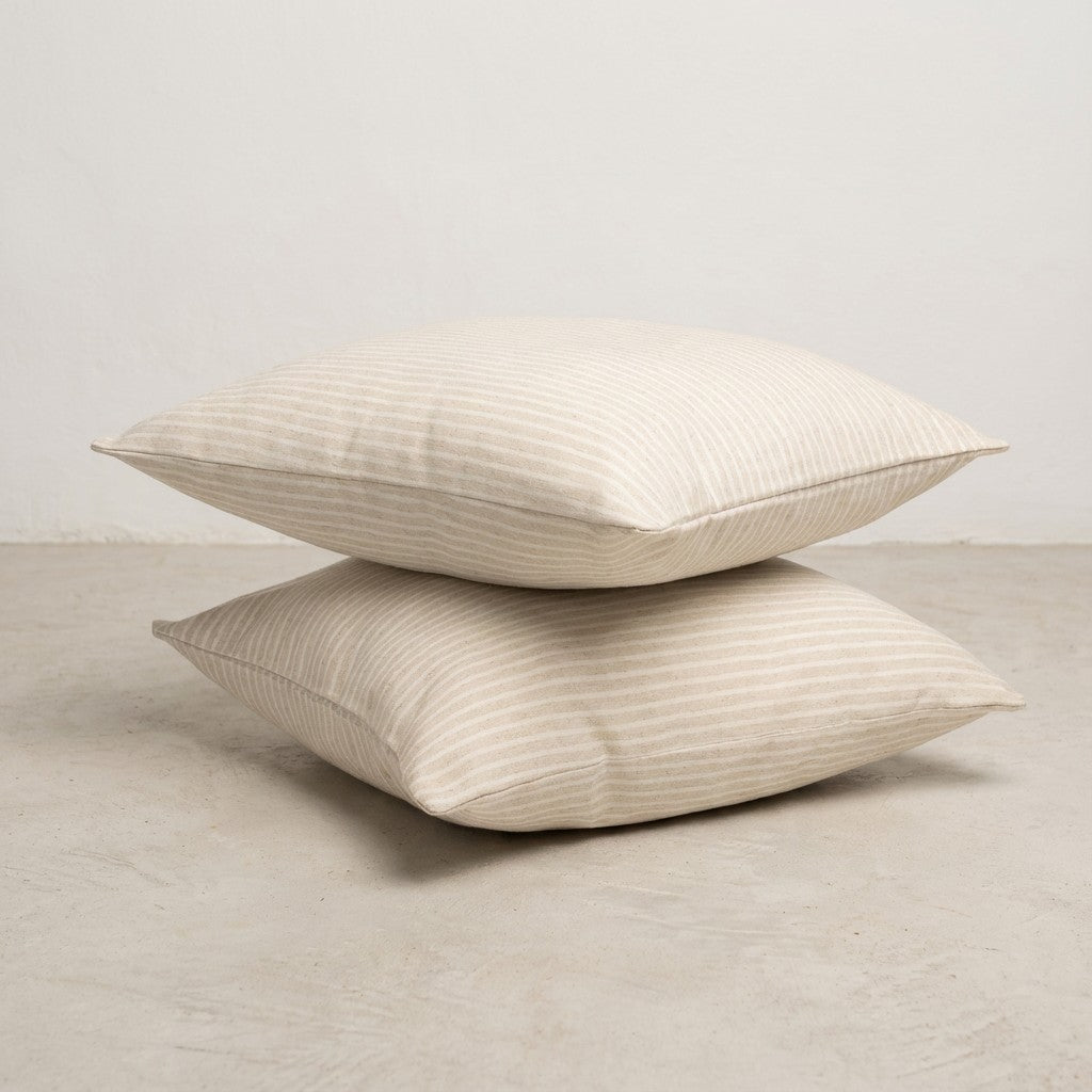 LOT DE 2 HOUSSES DE COUSSIN RAYÉES EN FIL TEINT