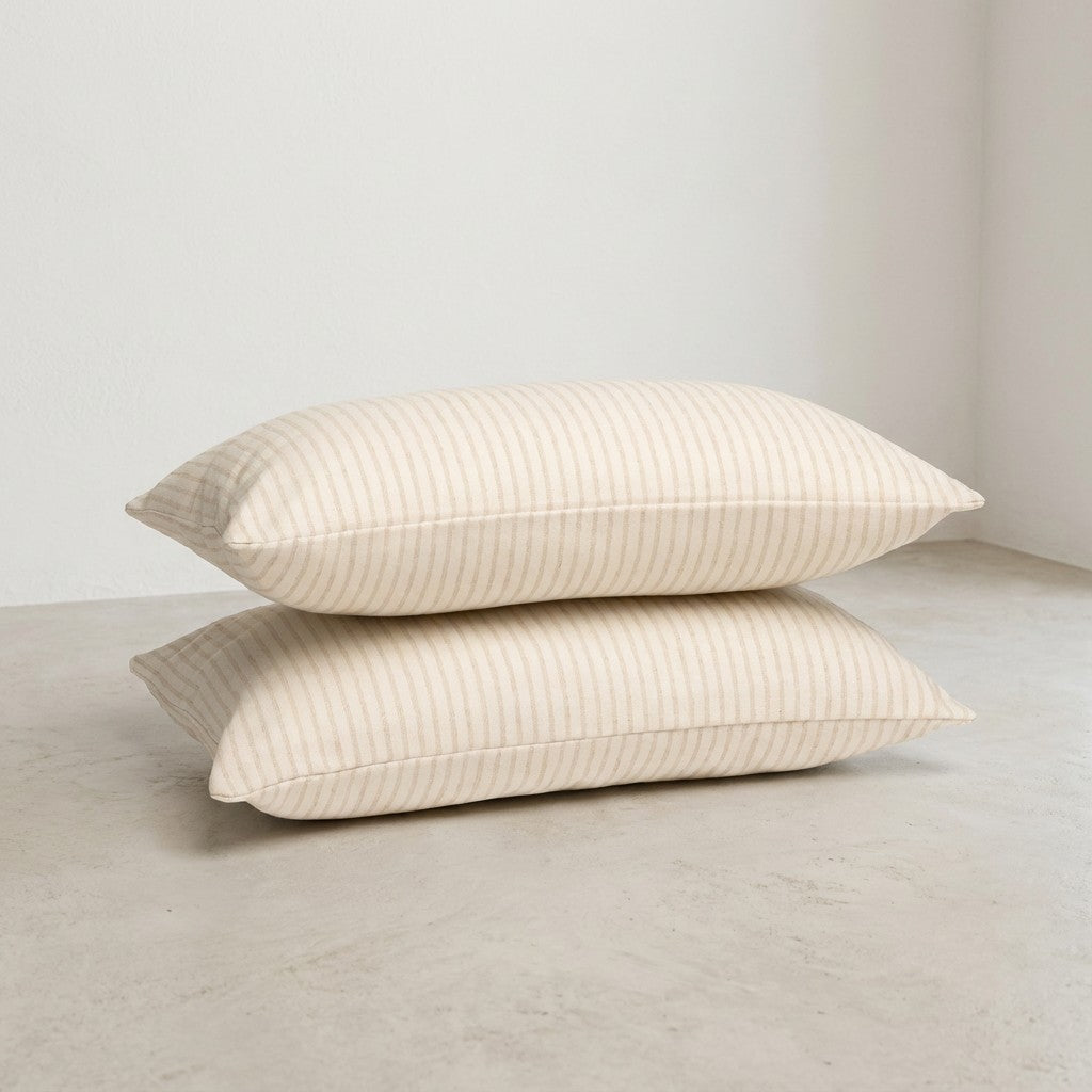 LOT DE 2 HOUSSES DE COUSSIN RAYÉES EN FIL TEINT