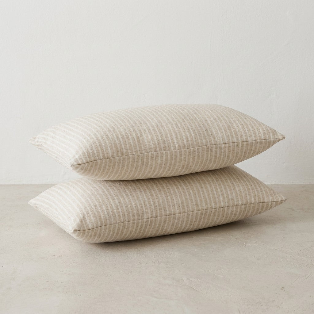 LOT DE 2 HOUSSES DE COUSSIN RAYÉES EN FIL TEINT