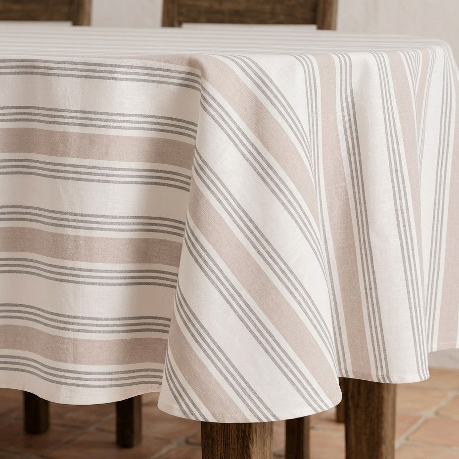 MANTEL REDONDO ANTIMANCHAS RAYAS