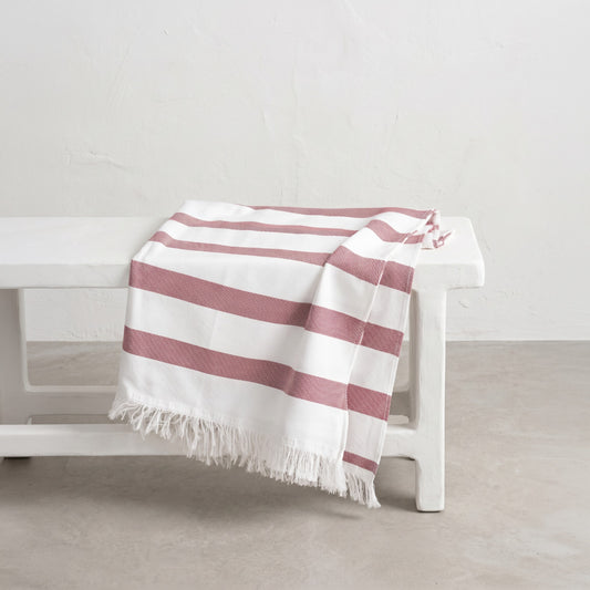 SERVIETTE PARÉO FRANGES RAYURES