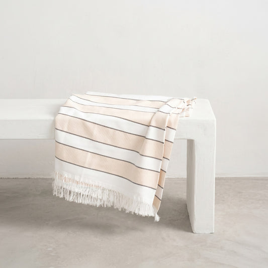 PARÉO SERVIETTE À FRANGES RAYURES COMBINÉES
