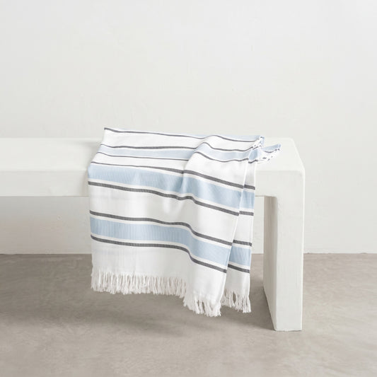 PARÉO SERVIETTE À FRANGES RAYURES COMBINÉES