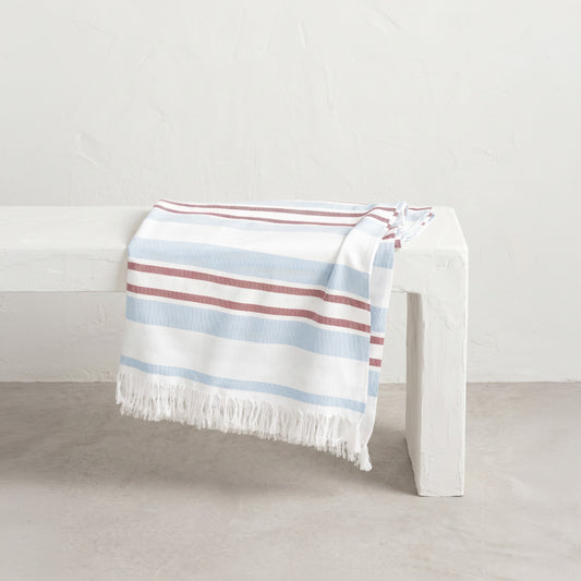 PARÉO SERVIETTE À FRANGES RAYURES COMBINÉES