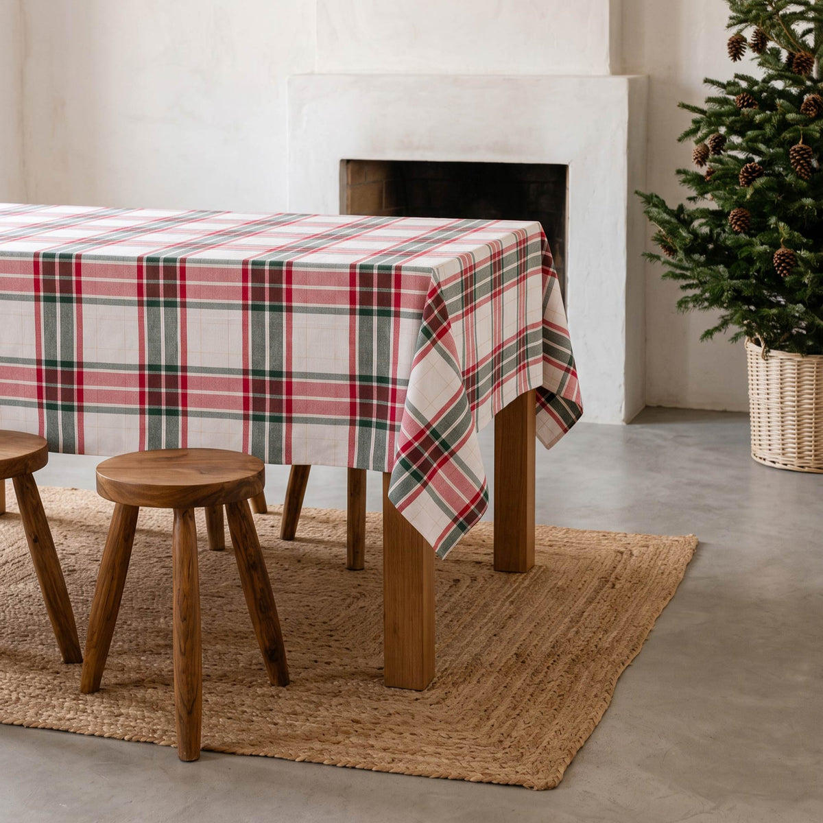 MANTEL NAVIDAD TEJIDO CUADROS 
