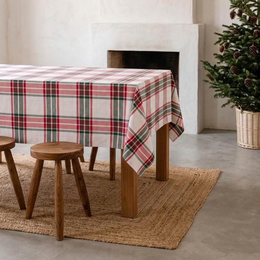 MANTEL NAVIDAD TEJIDO CUADROS 