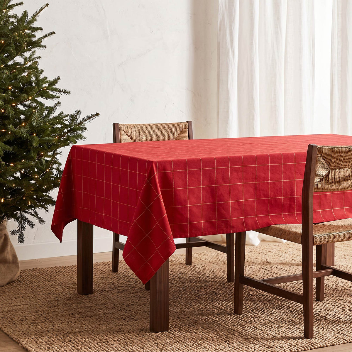 MANTEL NAVIDAD TEJIDO CUADROS