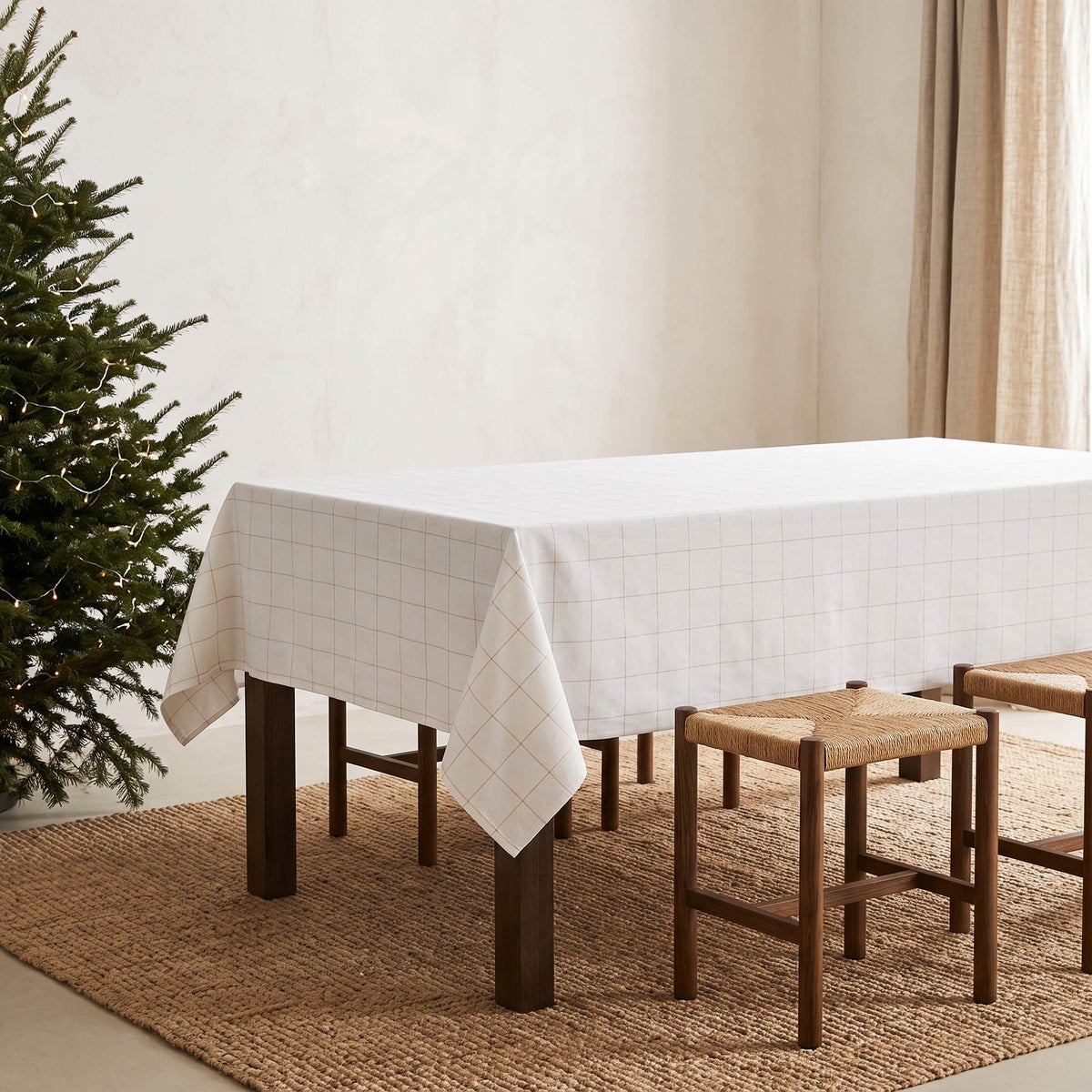 MANTEL NAVIDAD TEJIDO CUADROS