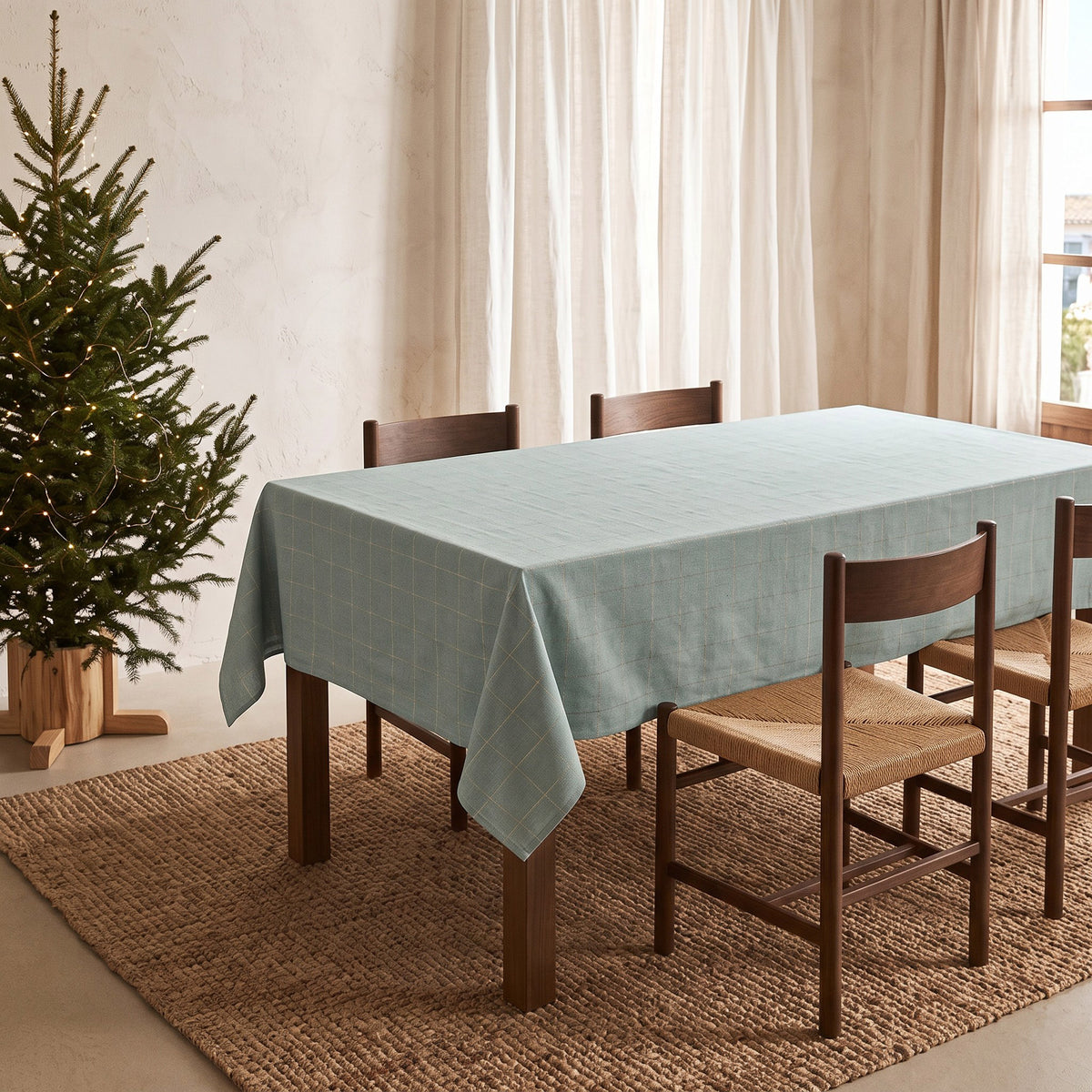 MANTEL NAVIDAD TEJIDO CUADROS