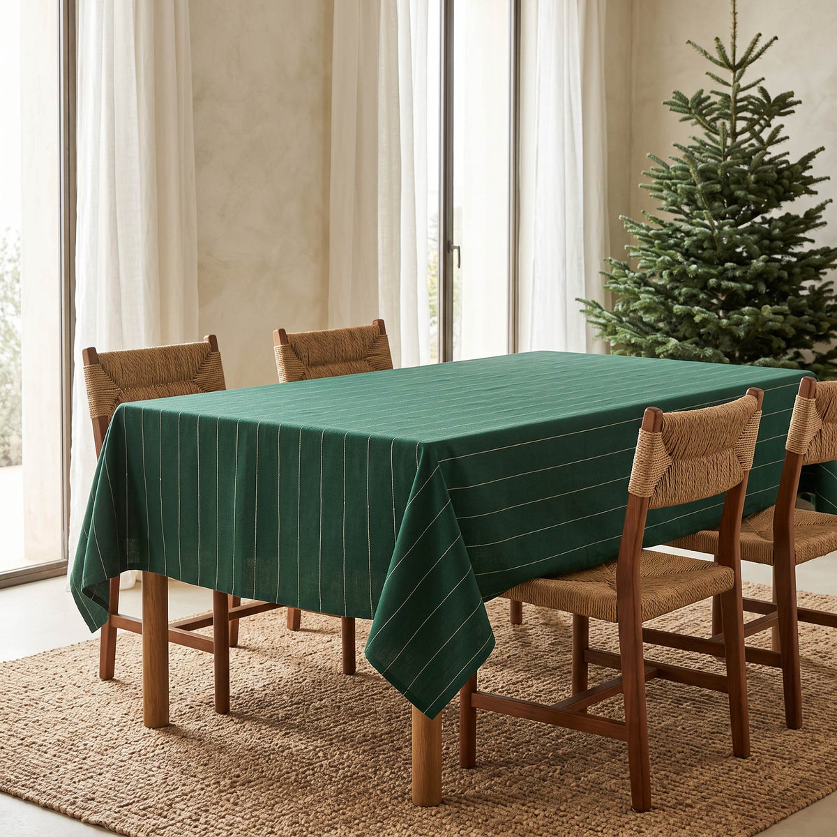 MANTEL NAVIDAD TEJIDO LÍNEAS