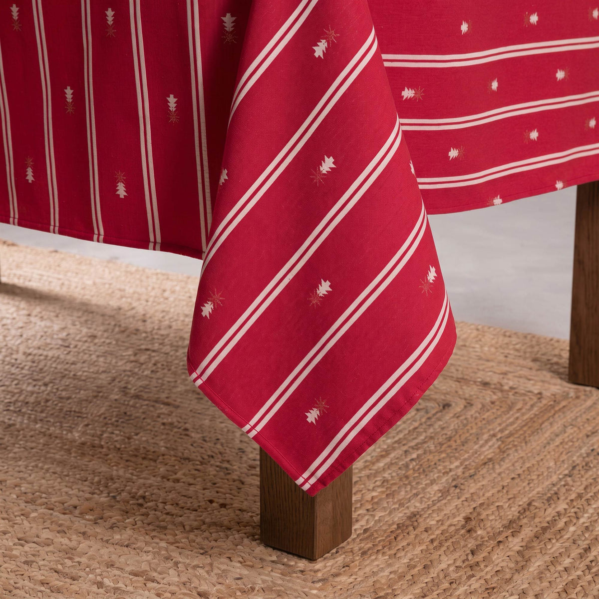 MANTEL NAVIDAD TEJIDO FLORAL RAYAS