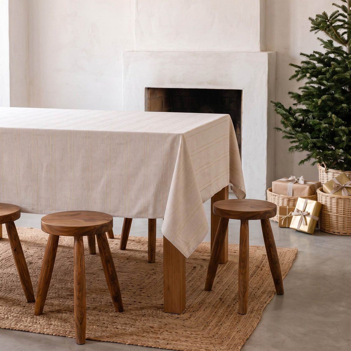 MANTEL NAVIDAD TEJIDO LÍNEAS