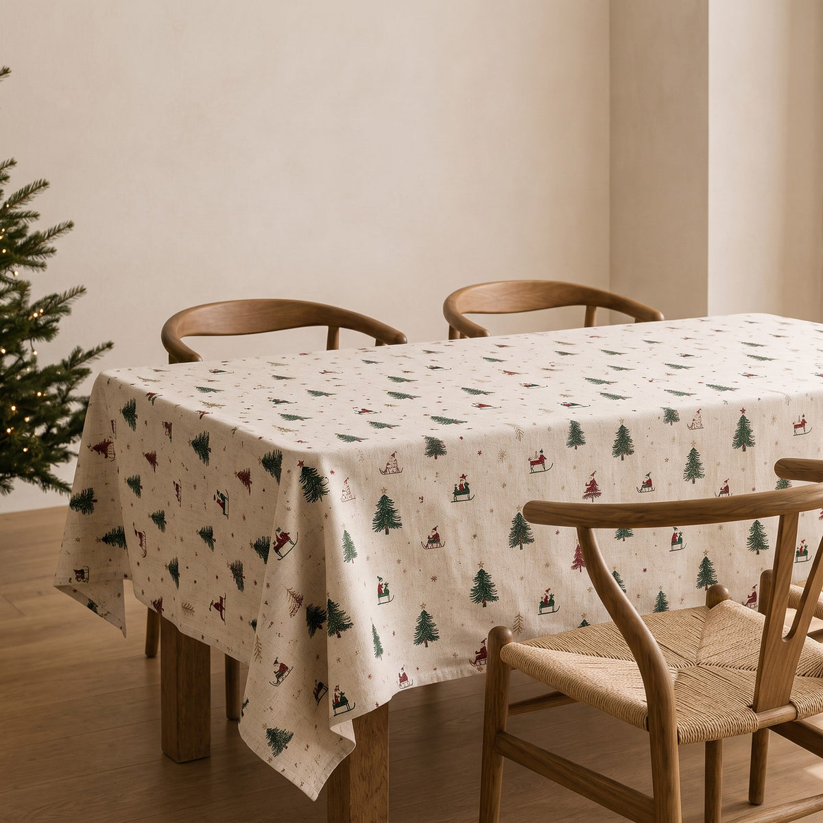 MANTEL NAVIDAD LINO FLORAL