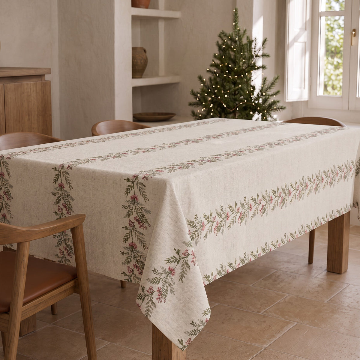 MANTEL NAVIDAD LINO FLORAL 