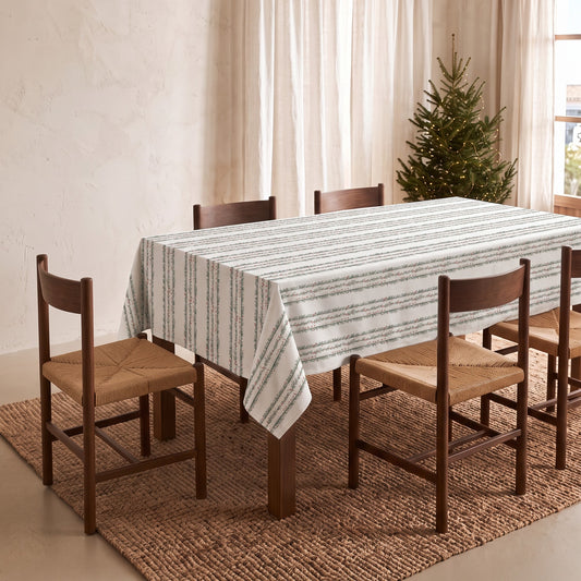MANTEL ANTIMANCHAS ESTAMPADO RAYAS NAVIDEÑAS