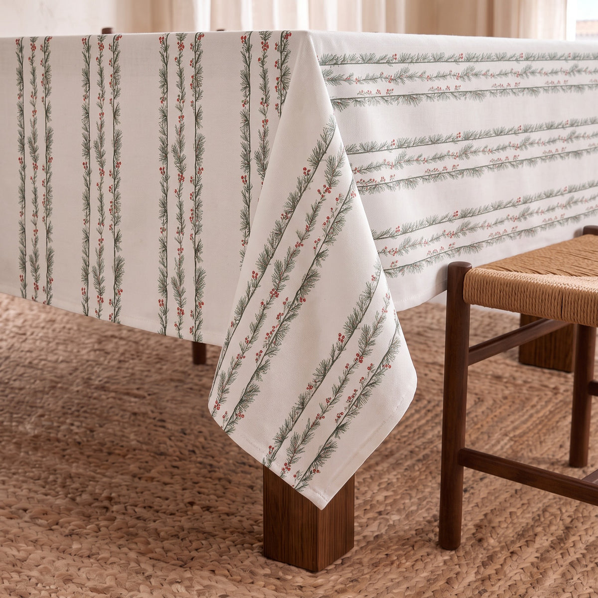 MANTEL ANTIMANCHAS ESTAMPADO RAYAS NAVIDEÑAS