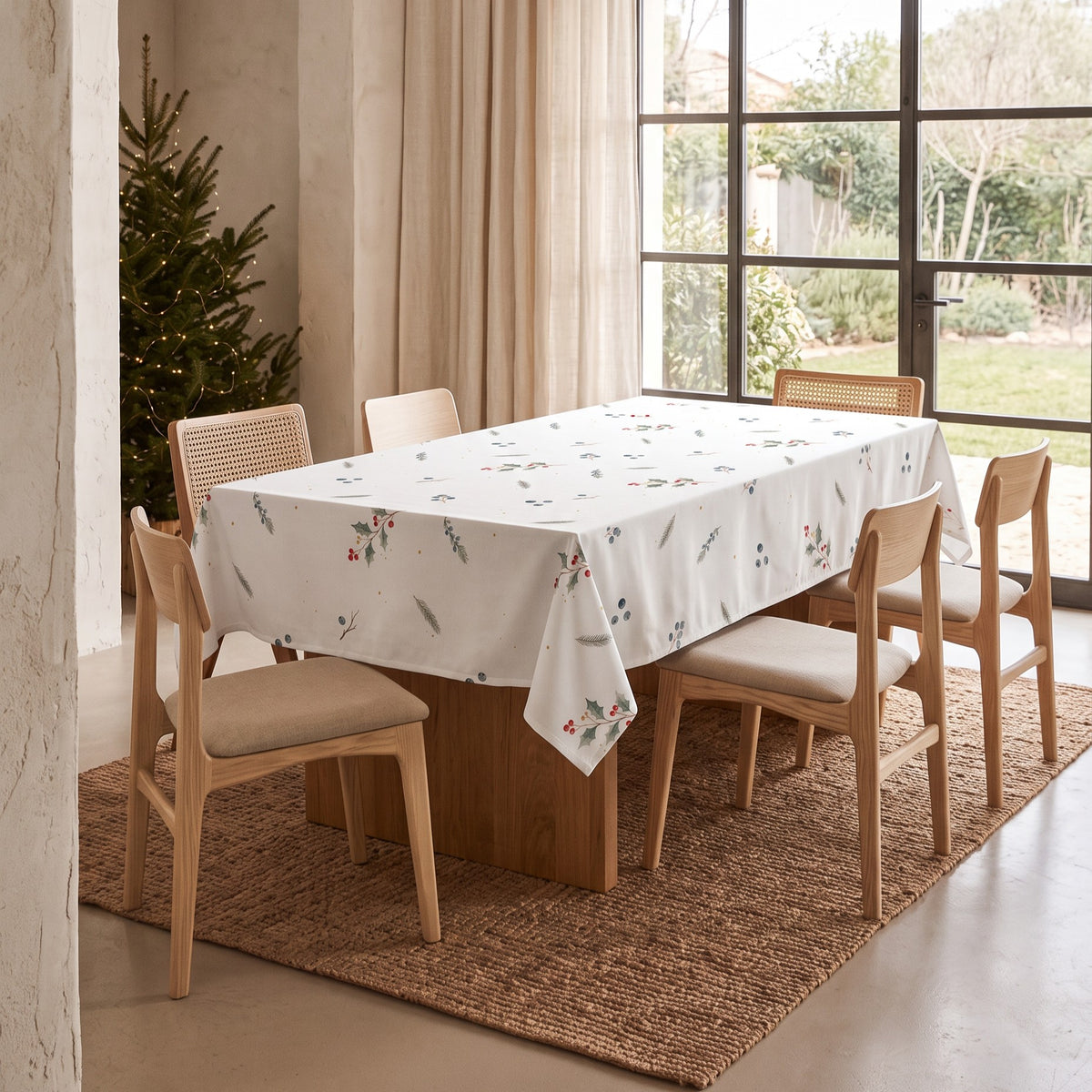 MANTEL ANTIMANCHAS ESTAMPADO FLORAL