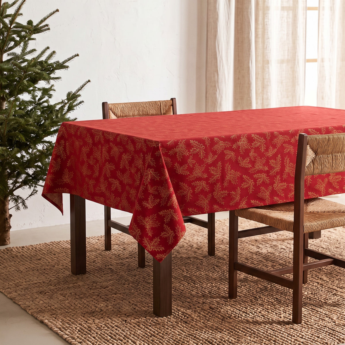 MANTEL NAVIDAD TEJIDO FLORAL
