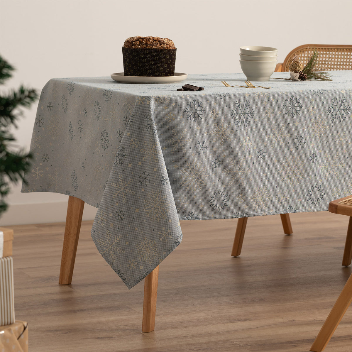 MANTEL NAVIDAD TEJIDO COPOS