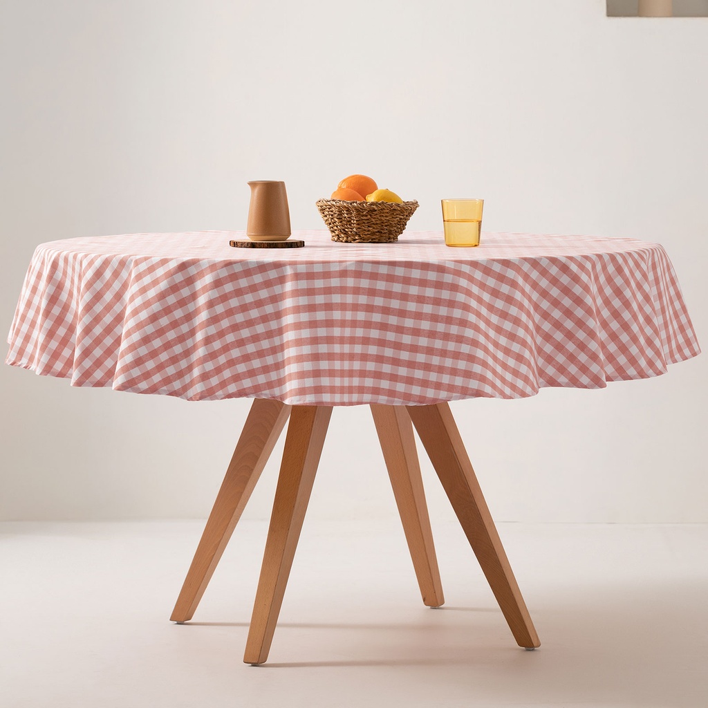 Mantel antimanchas redondo vichy 160x160 cm