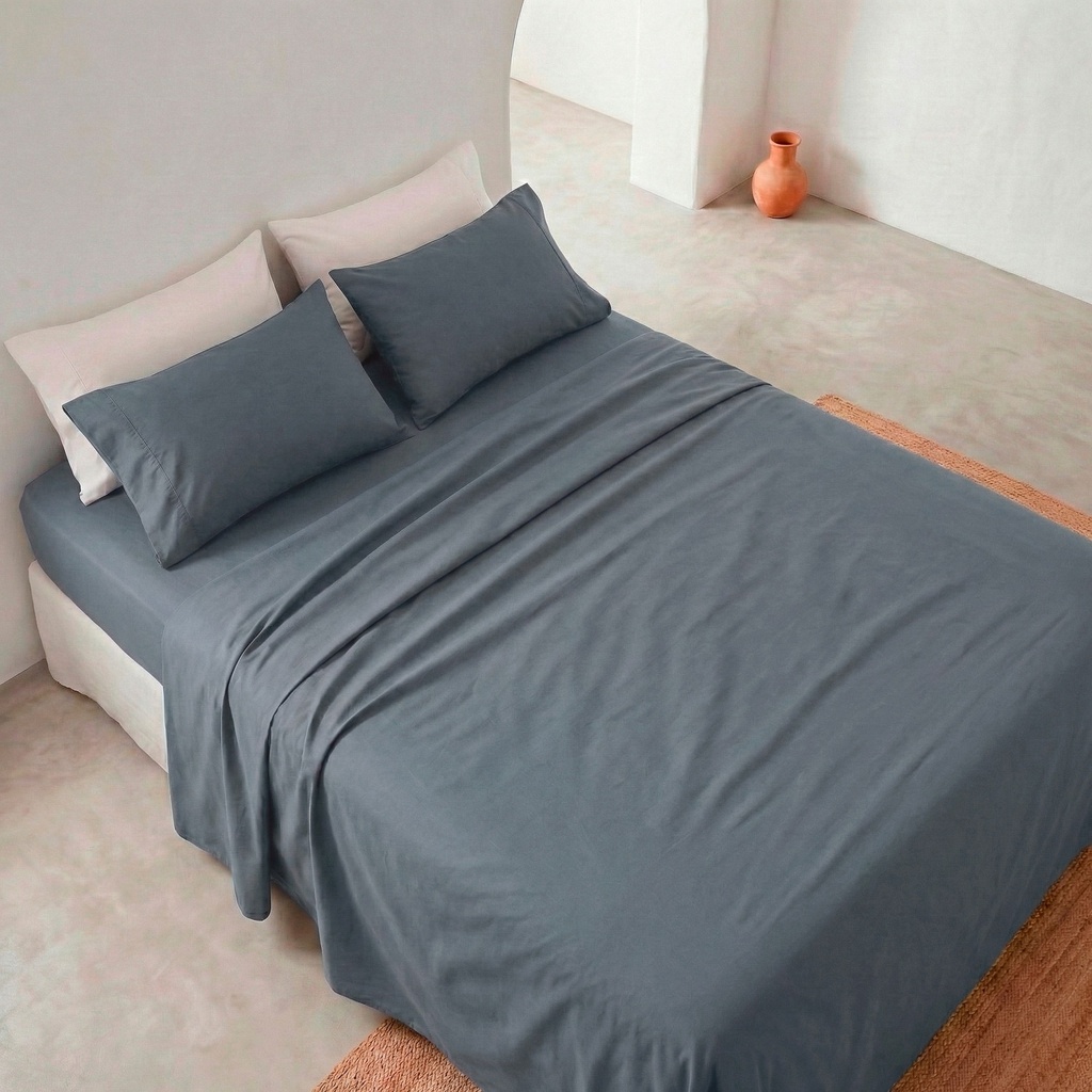 JUEGO DE SÁBANAS 100% ALGODÓN AZUL