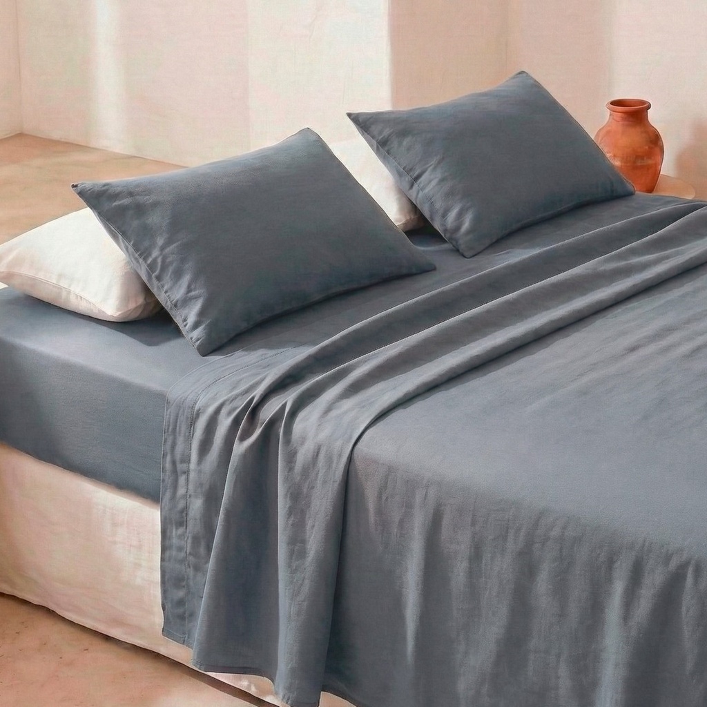 JUEGO DE SÁBANAS 100% ALGODÓN AZUL