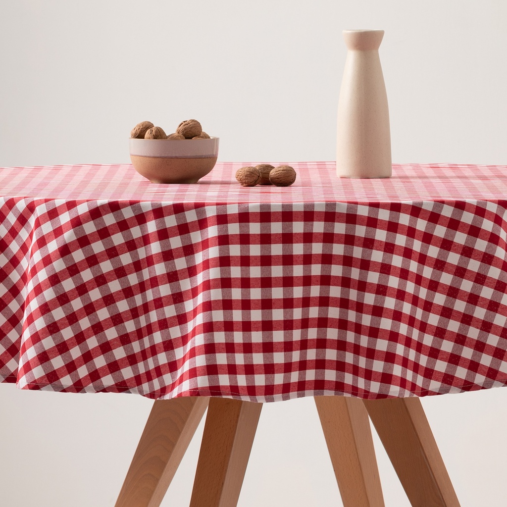 MANTEL REDONDO ANTIMANCHAS VICHY