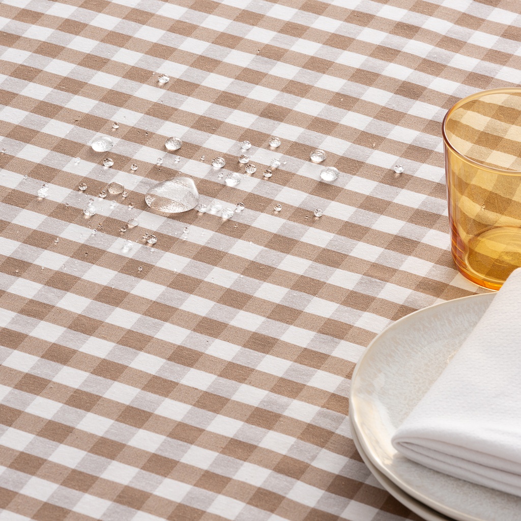 MANTEL REDONDO ANTIMANCHAS VICHY