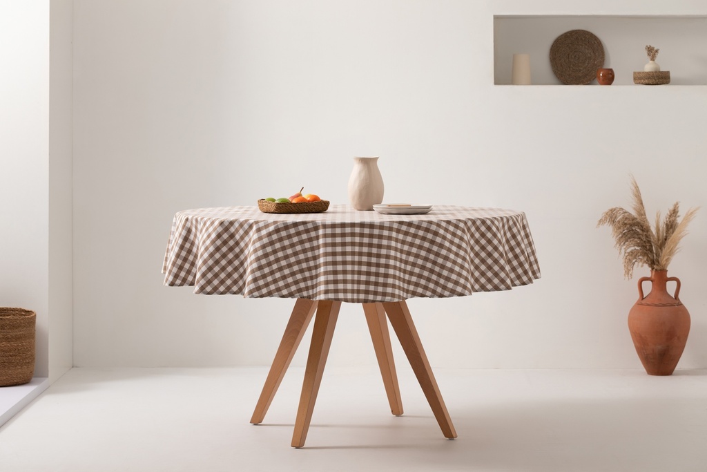 MANTEL REDONDO ANTIMANCHAS VICHY