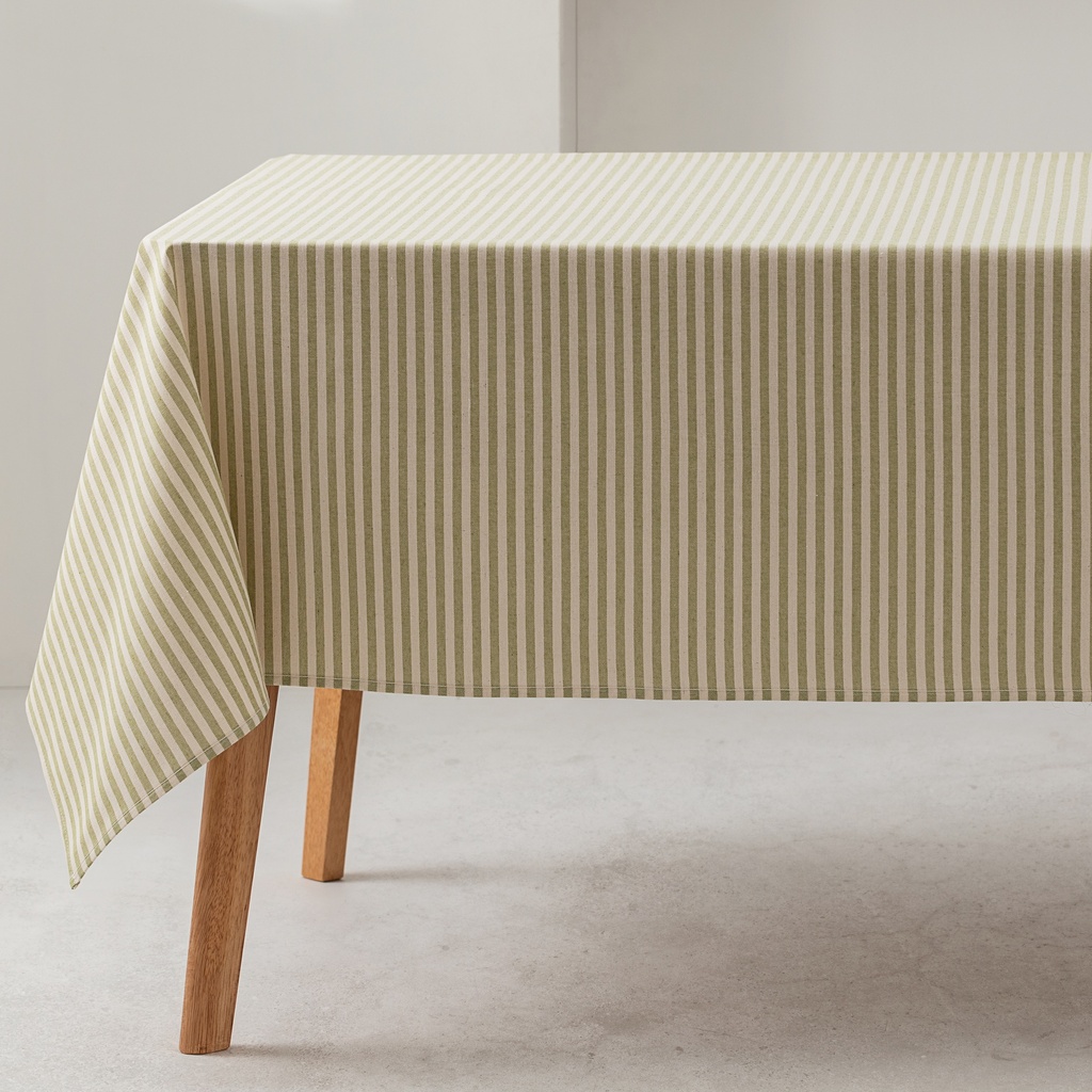 [MRF100-RAVE] Mantel 100% algodón rayas finas (Rayas Verde, 140x100 cm)