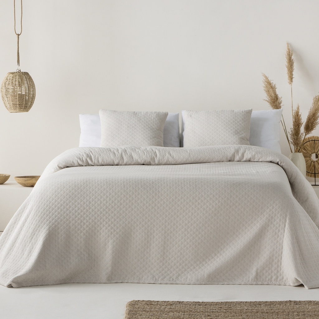 [COLAFR180-LI] Colcha lisa jacquard África (Lino, Cama 80/90 - 180x270 cm)