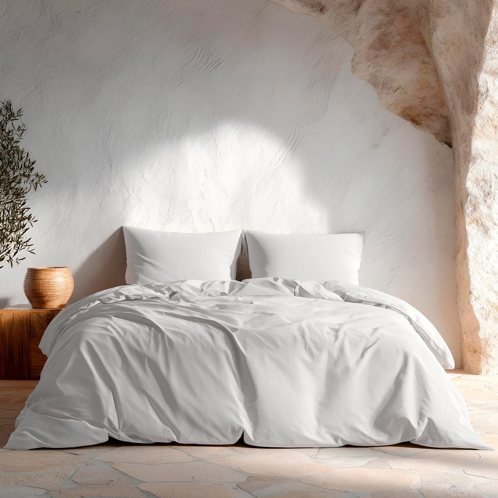 [JFNLIGRCL-15] Funda nórdica algodón lisa + Funda de almohada (Gris Claro, Cama 80/90 - 150x220 + 45x110)