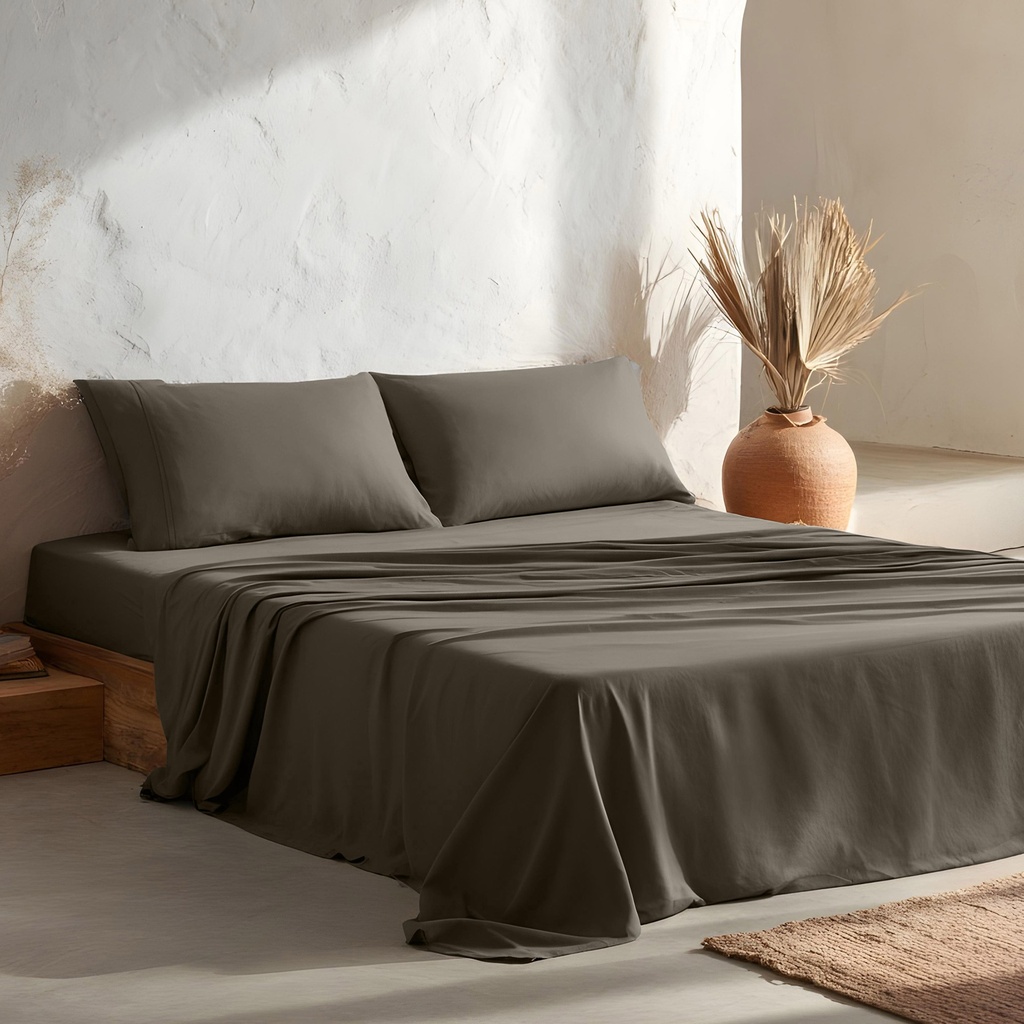 [JS100%ALG80-GR] Juego de sábanas lisa 100% algodón (Gris Oscuro, 80 cm)