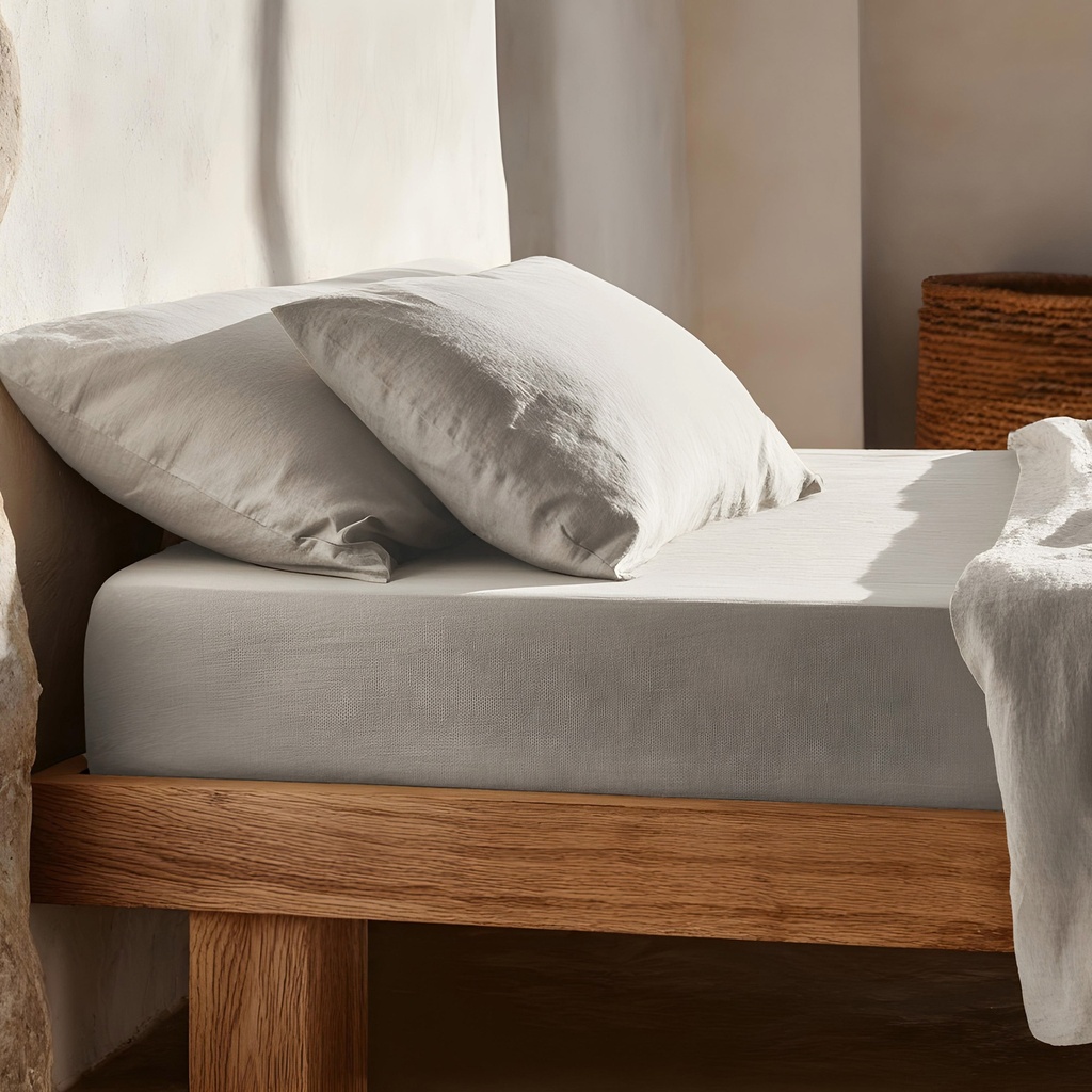 [SB100%ALG80-GRCL] Sábana bajera 100% algodón (Gris Claro, 80x190/200 cm)