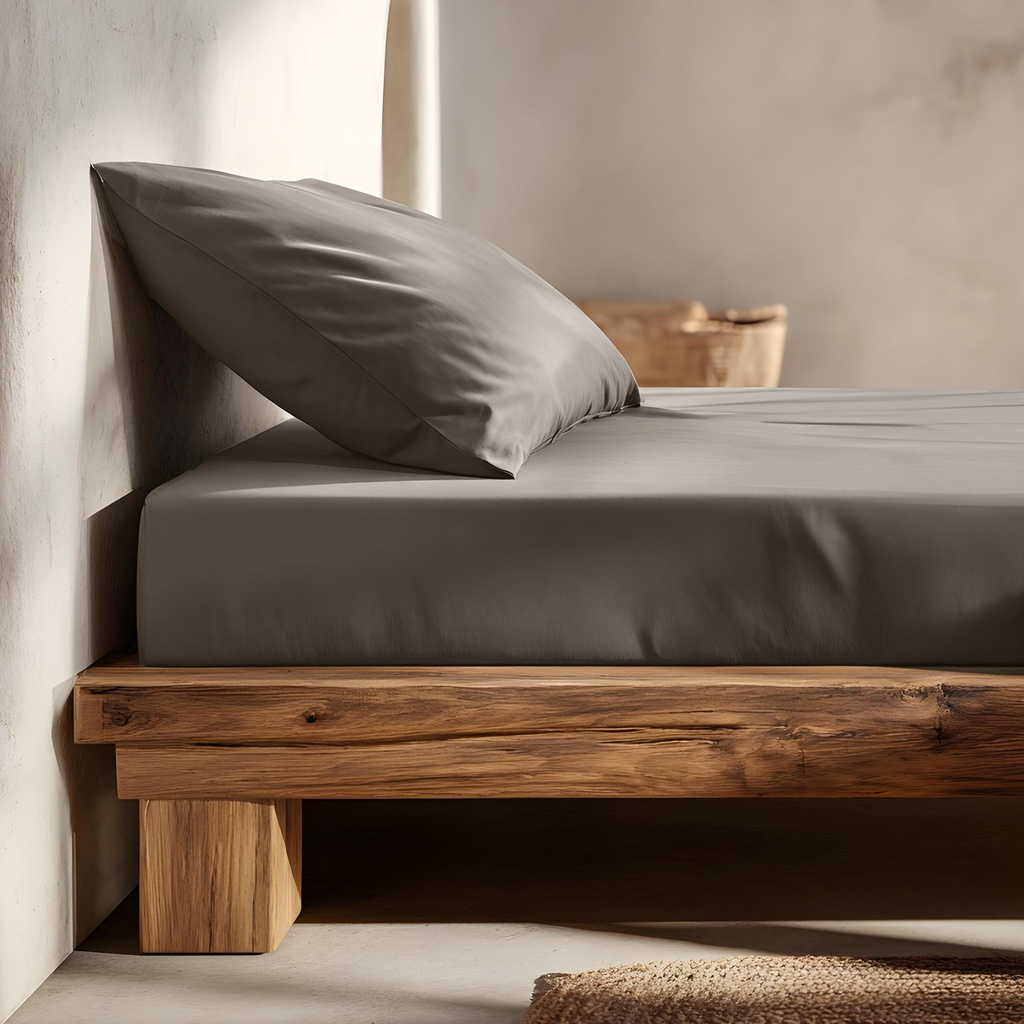 [SB100%ALG80-GR] Sábana bajera 100% algodón (Gris Oscuro, 80x190/200 cm)