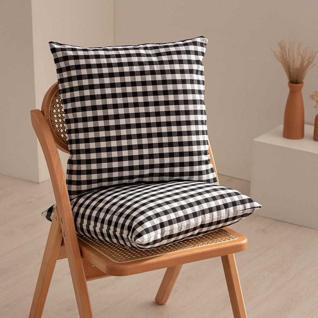 [COJ2VICNE] Pack 2 fundas cojín Vichy 45x45 cm (Negro)