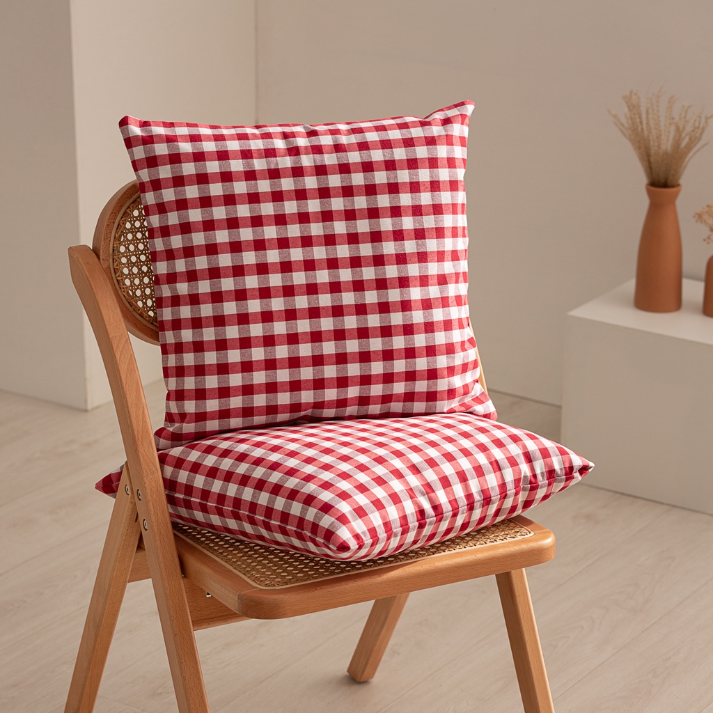 [COJ2VICRO] Pack 2 fundas cojín Vichy 45x45 cm (Rojo)