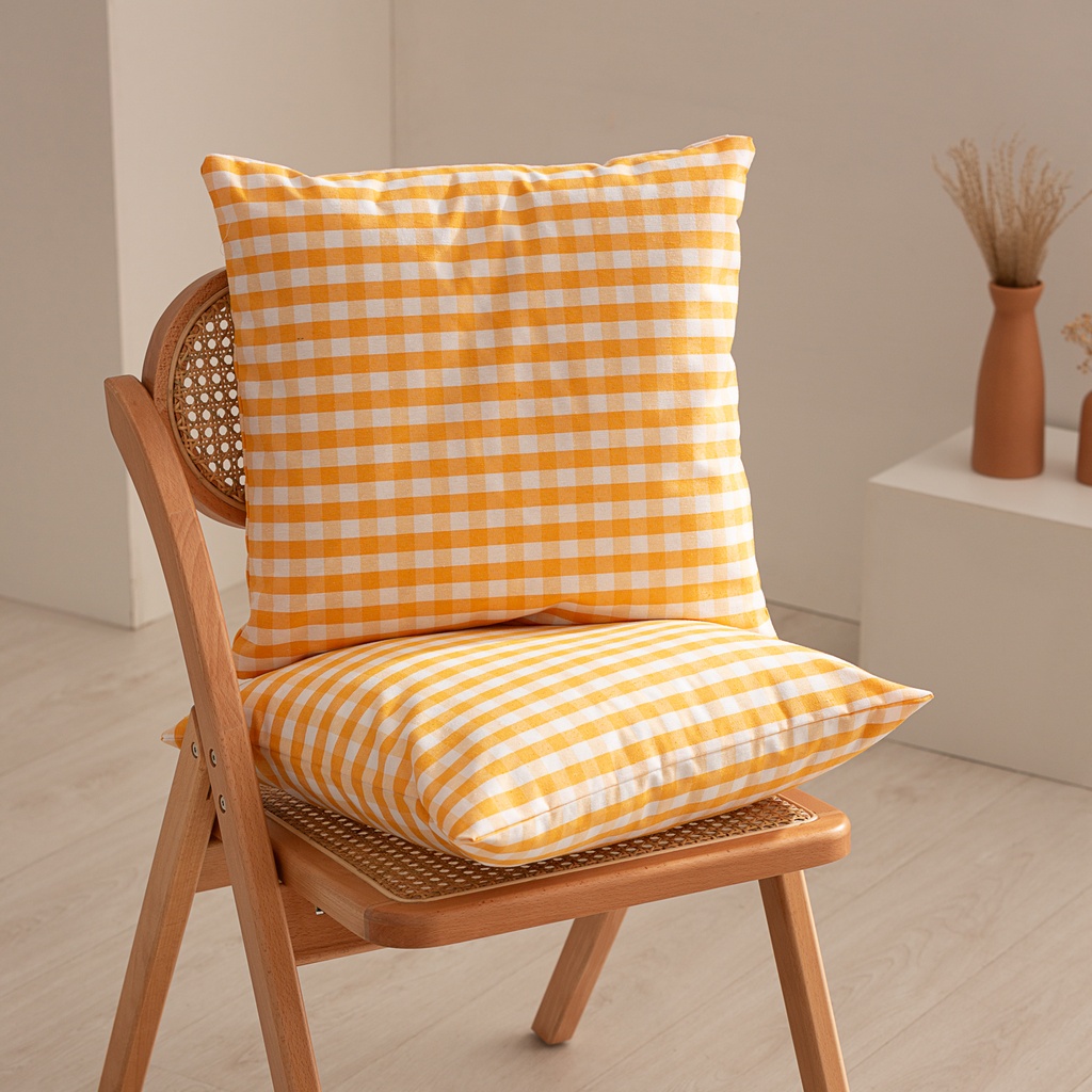 [COJ2VICAM] Pack 2 fundas cojín Vichy 45x45 cm (Amarillo)