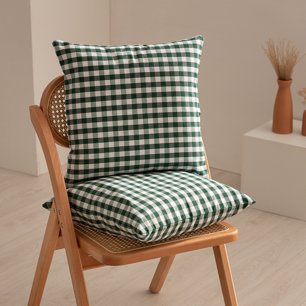 [COJ2VICVE] Pack 2 fundas cojín Vichy 45x45 cm (Verde)