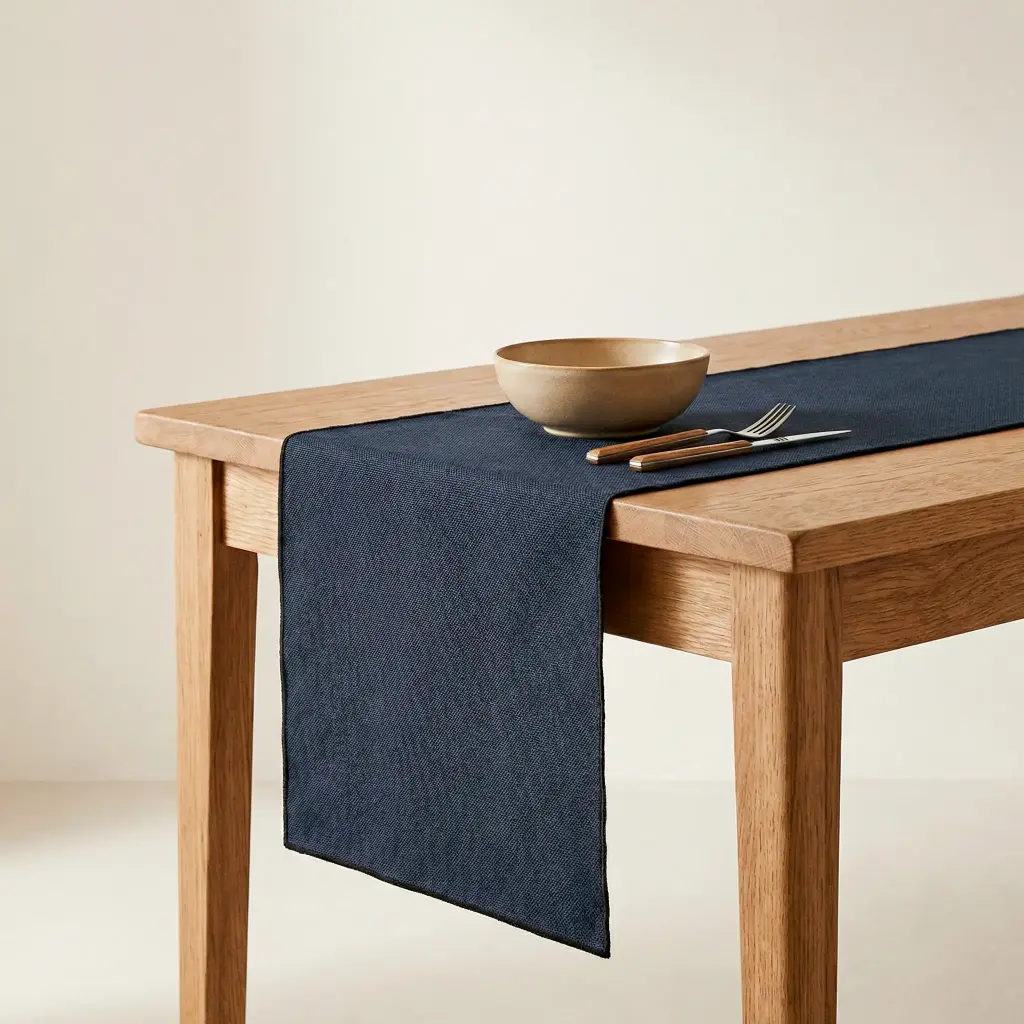 [CAMSABAz] Camino de mesa liso 100% algodón 45x150 cm (Azul Marino)