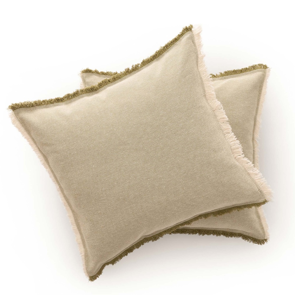 [FC2FLTIVE] Pack 2 fundas de cojín flecos Tibu 50x50 cm (Verde)